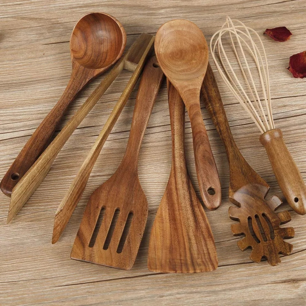Hochwertiges Holz Küchenutensilien Set | 7 Teile