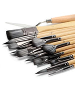 24-Piece Artist Paint Brush Set with Natural Wood Handles