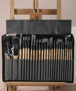 24-Piece Artist Paint Brush Set with Natural Wood Handles