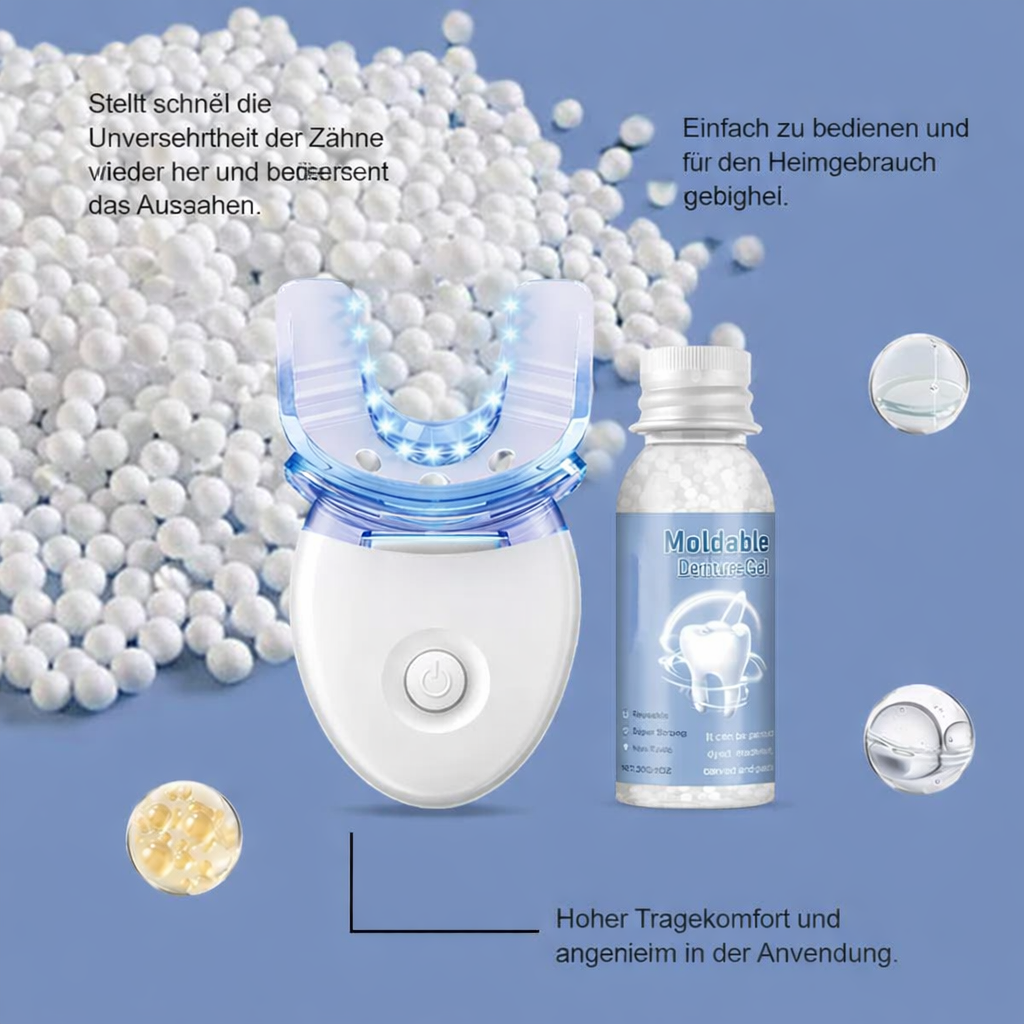 Zahnersatz | Zahnreparaturset mit LED | Formbares Zahngel | SmileCraft