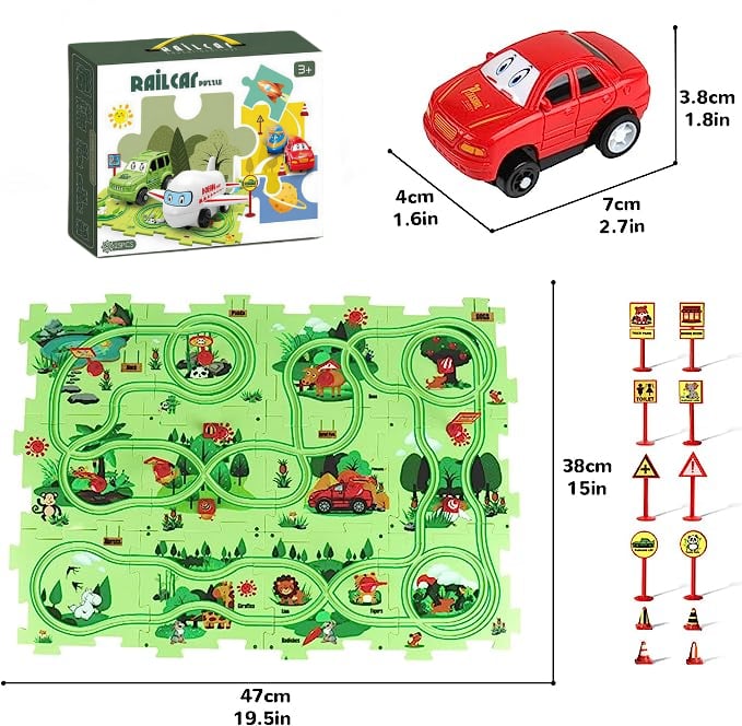 PuzzleRacer - Creative Car Playset for Kids
