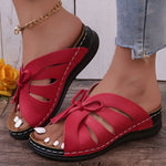 Elegante Damensandalen mit Schleife und Keilabsatz – Orthopädische Einlage
