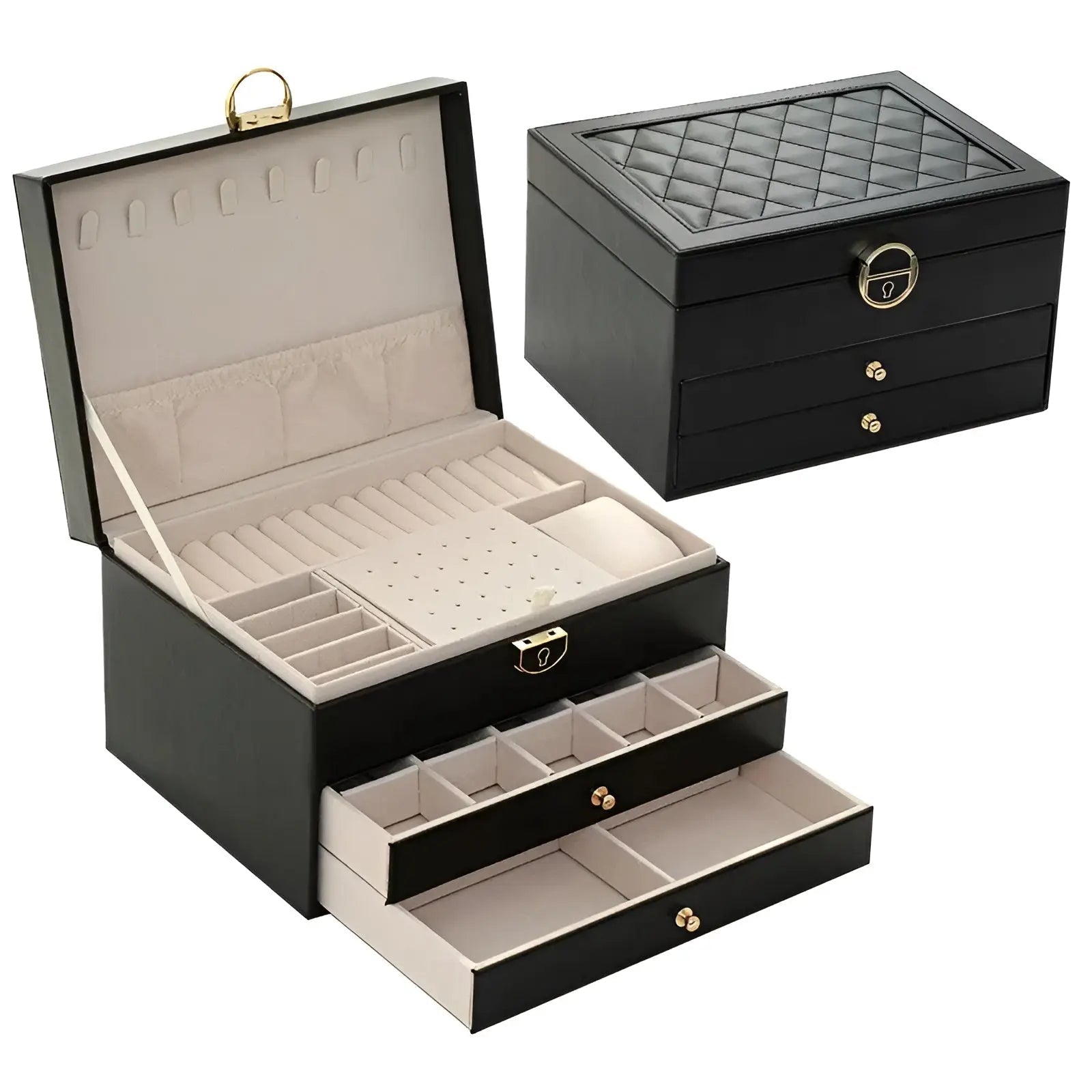 Elegante Schmuckaufbewahrung – Luxuriöse Schmuckbox mit mehreren Fächern