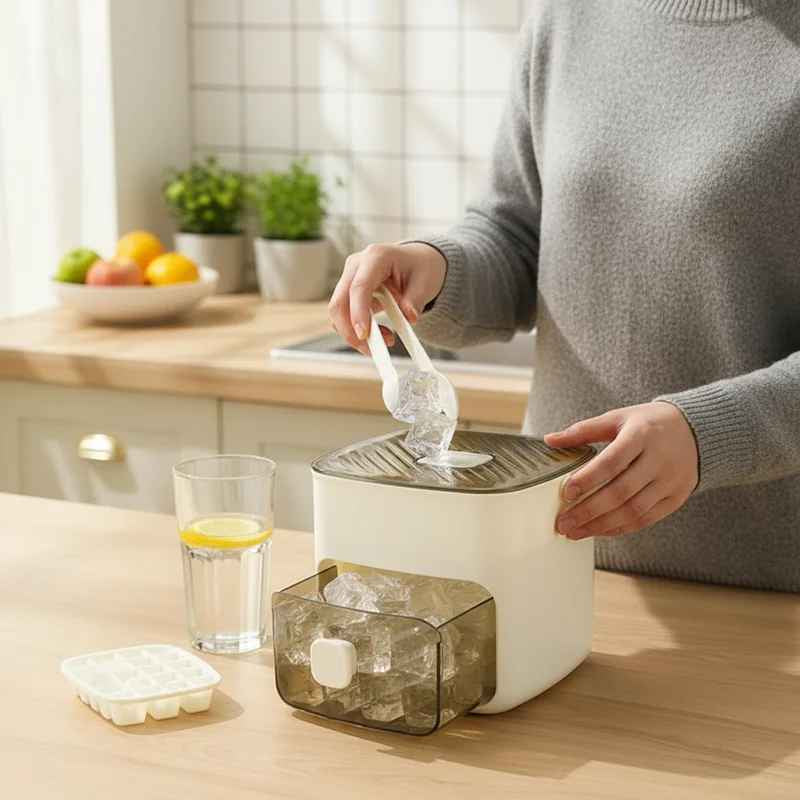 Praktische Eiswürfelschale mit Druckfunktion – 48 Würfel ohne Mühe