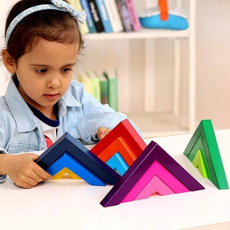Colorful Wooden Rainbow Stacking Toy for Creative Children