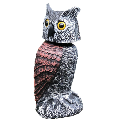 Öko-Eule Garten Schreckfigur – 2 Stück Realistische Eulen mit Winddrehkopf