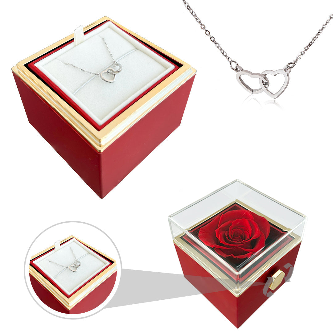 Geschenkset mit Rose und Herzanhänger – Ewige Rose mit verstecktem Liebe-Anhänger