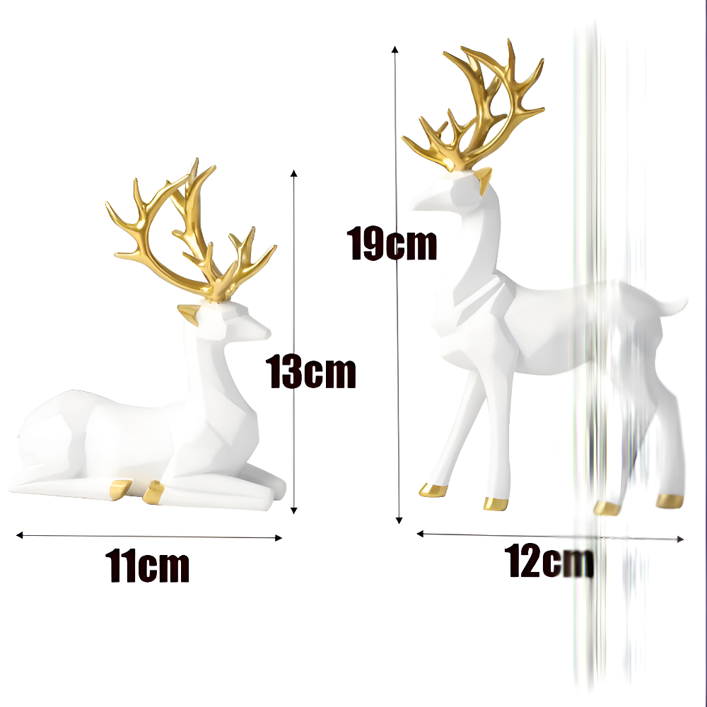 Geometrisches Rentier Figuren Set – Moderne 2-teilige Harz Dekoration
