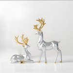 Geometrisches Rentier Figuren Set – Moderne 2-teilige Harz Dekoration