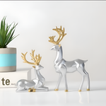 Geometrisches Rentier Figuren Set – Moderne 2-teilige Harz Dekoration