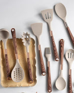 Practical 10-piece kitchen utensil set with silicone and stainless steel