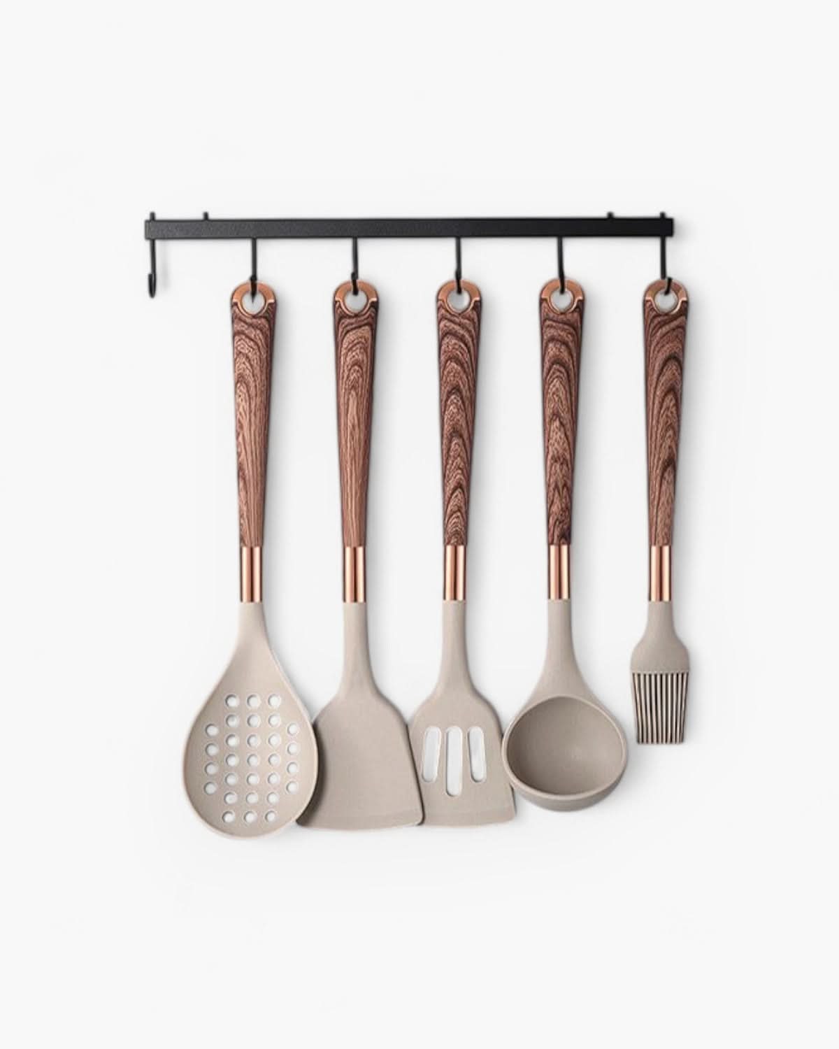 Practical 10-piece kitchen utensil set with silicone and stainless steel