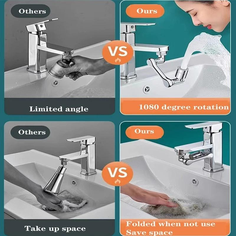 FlexiJet Faucet Attachment | 1080° Rotation for Effortless Cleaning
