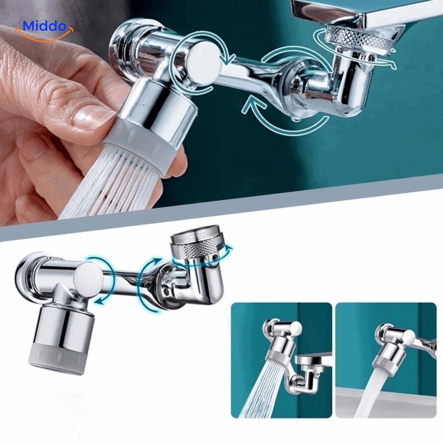 FlexiJet Faucet Attachment | 1080° Rotation for Effortless Cleaning