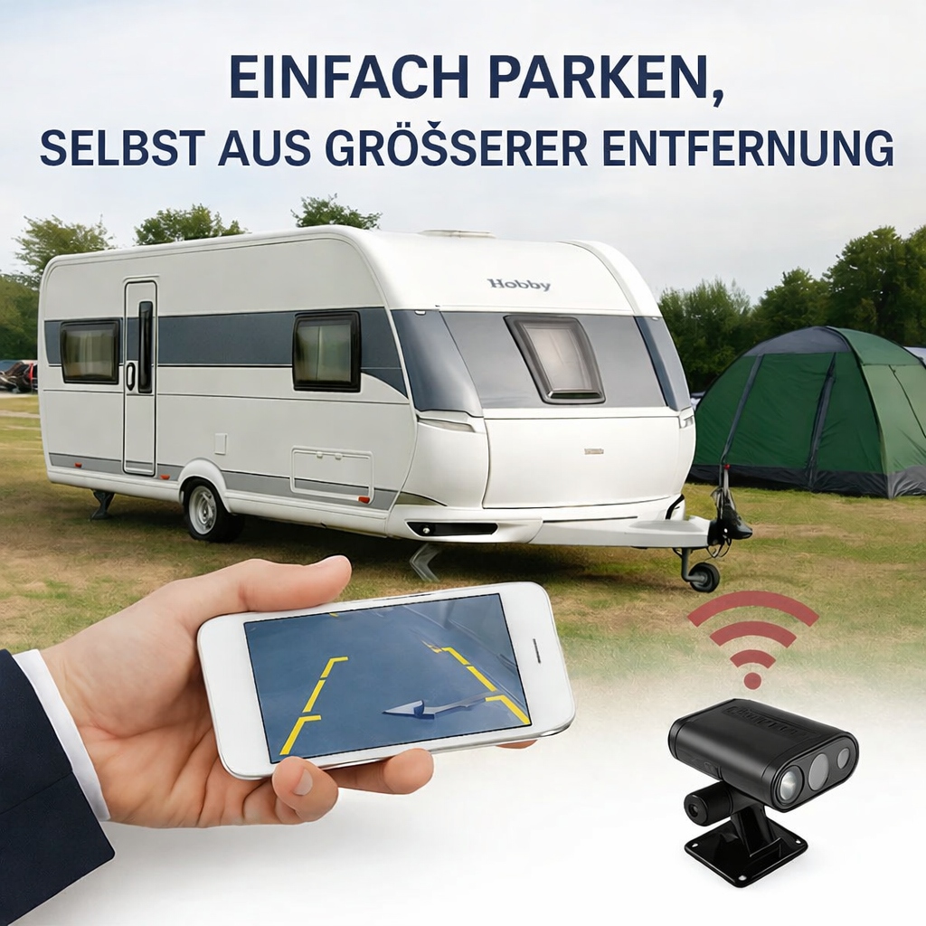 Kabellose Rückfahrkamera mit HD Nachtsicht und App-Anbindung
