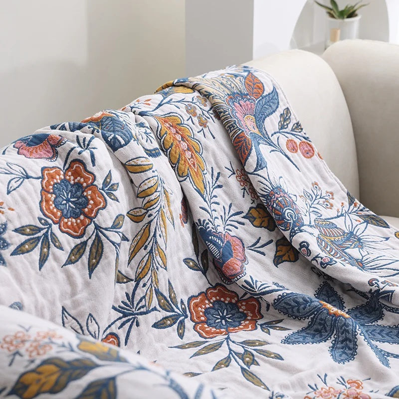 Elegant Reversible Blanket with Floral Motif for Any Room