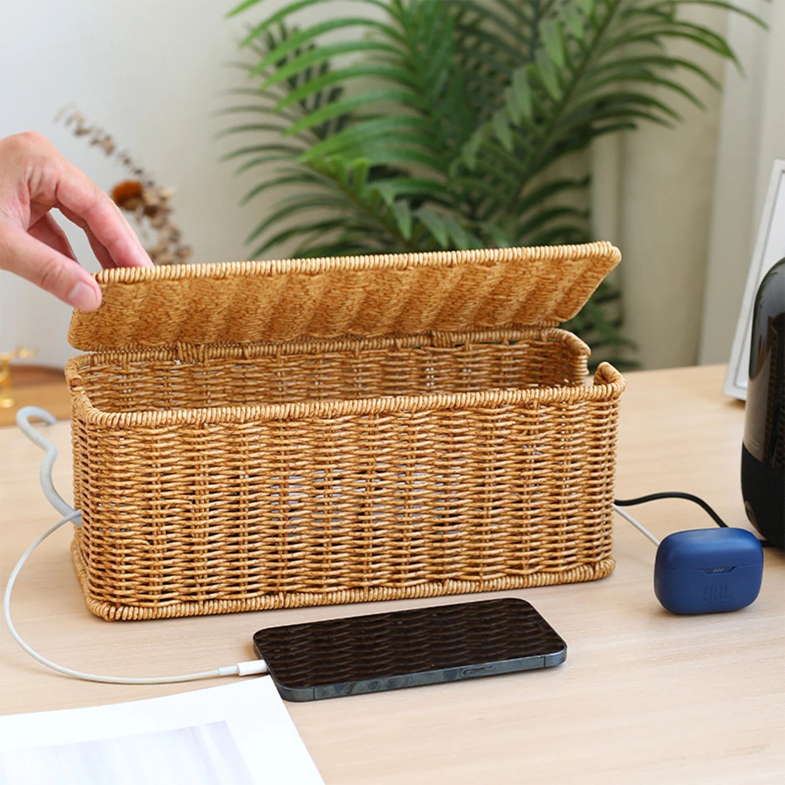 Rustic Cable Organization with the CableBox NaturStyle