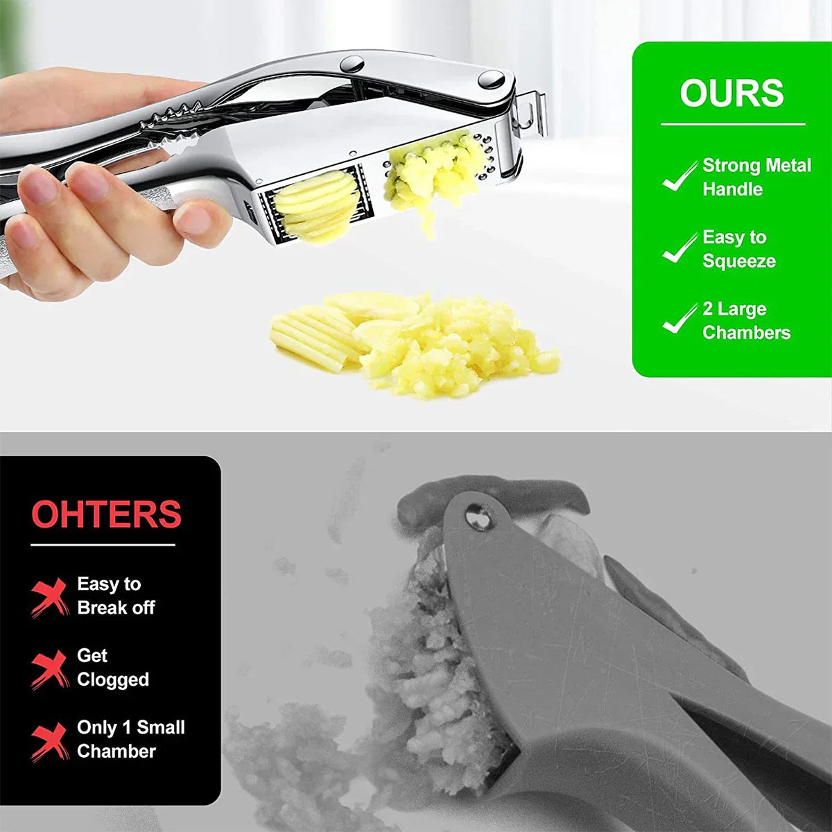 GarlicPro DuoPress | Ergonomic Stainless Steel Garlic Press