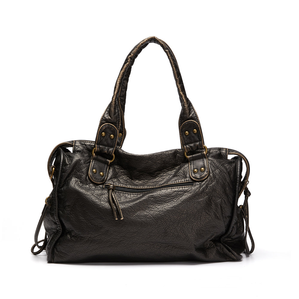 Elegante schwarze Handtasche aus PU-Leder im Vintage-Stil