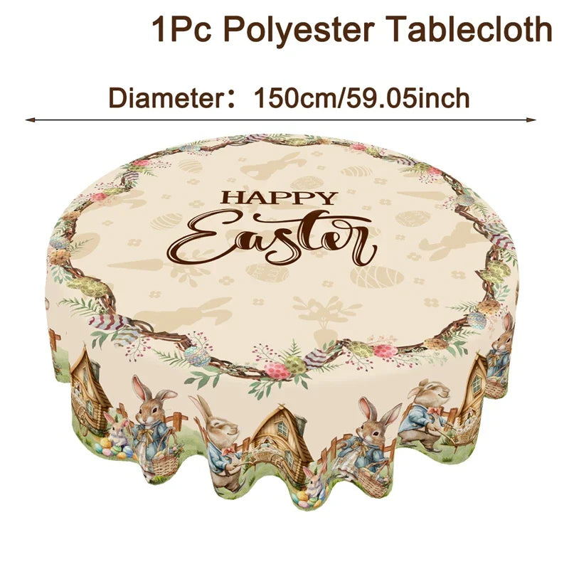 Festive Table Runner for Easter | Charming Bunny and Flower Patterns