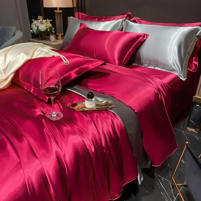 Elegant bedding set made from 100% pure silk for restful sleep