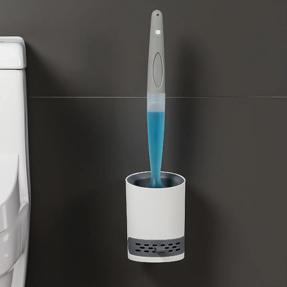 Hygienische Toilettenbürste mit integriertem Seifenspender