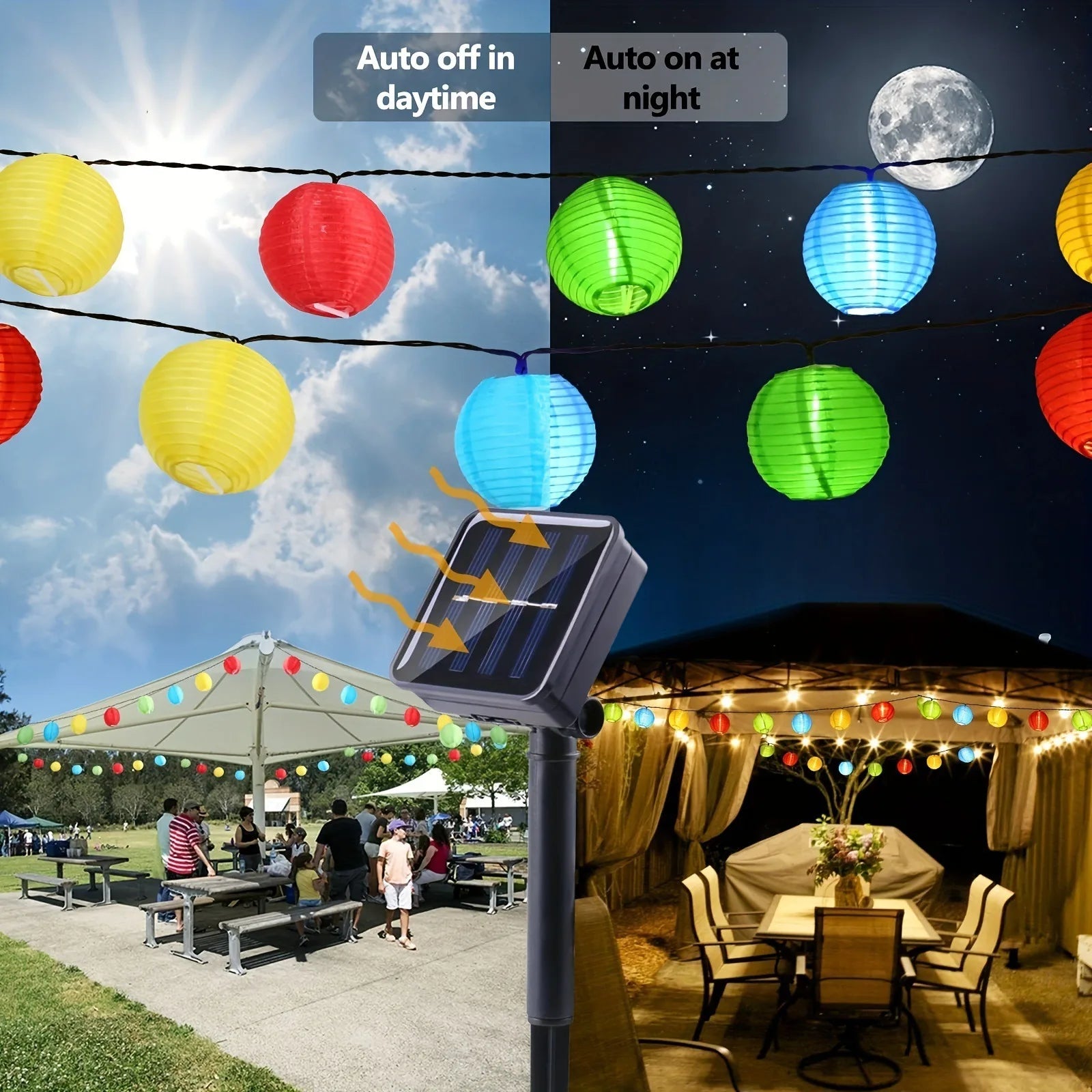 Solarbetriebene Laternenlichterkette – Wasserdicht und Stimmungsvolle Beleuchtung