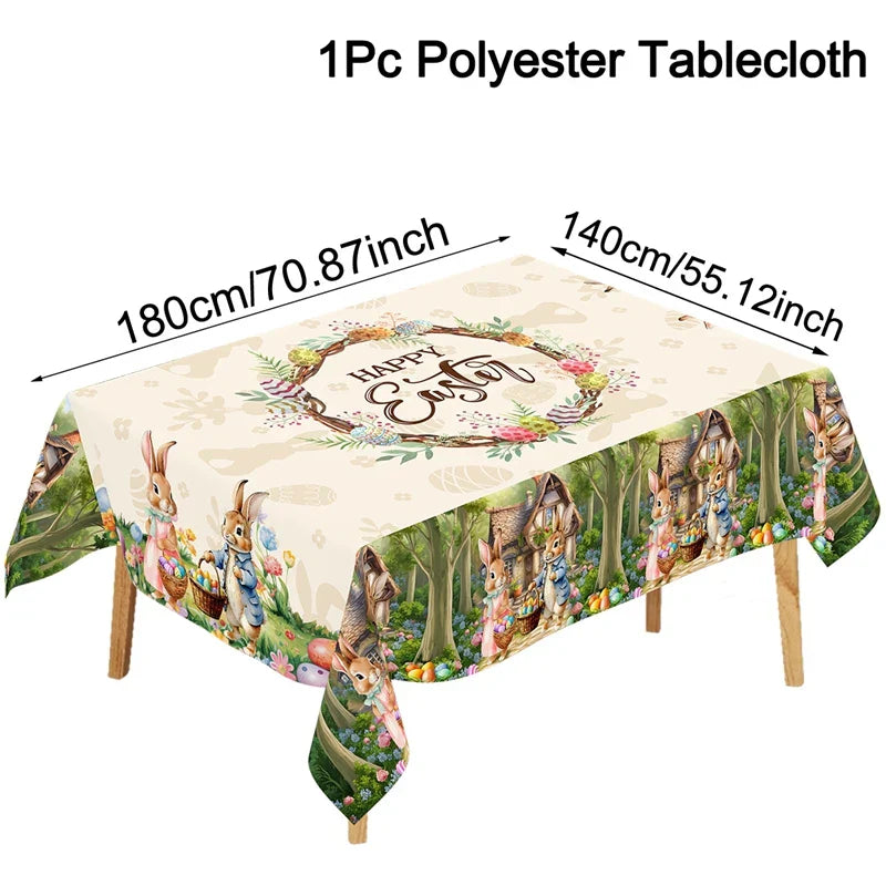 Festive Table Runner for Easter | Charming Bunny and Flower Patterns