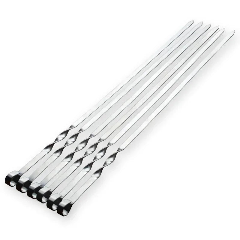 Ultimate Grill Skewers | Long Stainless Steel Skewers with Wooden Handle | Set of 6