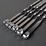 Ultimate Grill Skewers | Long Stainless Steel Skewers with Wooden Handle | Set of 6