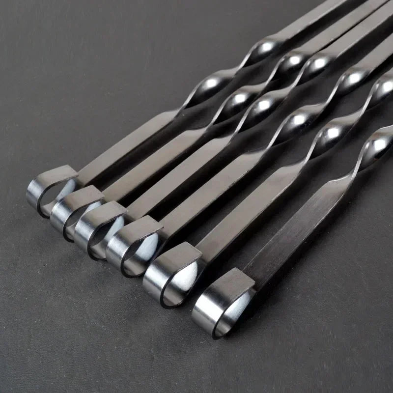 Ultimate Grill Skewers | Long Stainless Steel Skewers with Wooden Handle | Set of 6