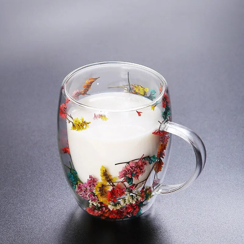 2er Set Doppelt Wandbecher mit Trockenblumen
