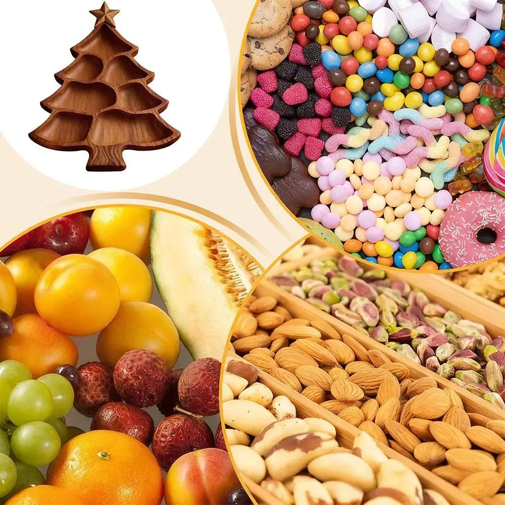 Festive Wooden Serving Tray with Practical Compartments | Set of 2