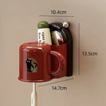 Wandmontierter Zahnbürstenhalter mit Hygienetasse