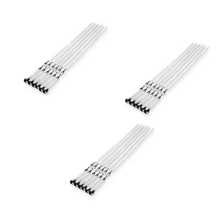 Ultimate Grill Skewers | Long Stainless Steel Skewers with Wooden Handle | Set of 6