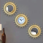 Timeless Wall Clock and Mirror Set – Elegant Design in Antique Gold