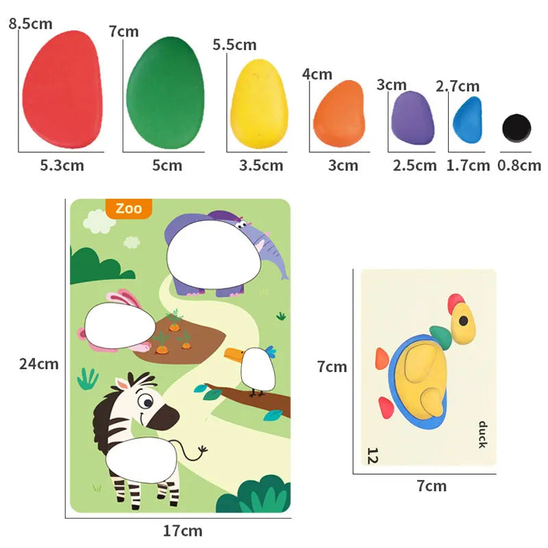 Set aus Puzzle und Rätsel mit Farben und Formen im Montessori-Stil