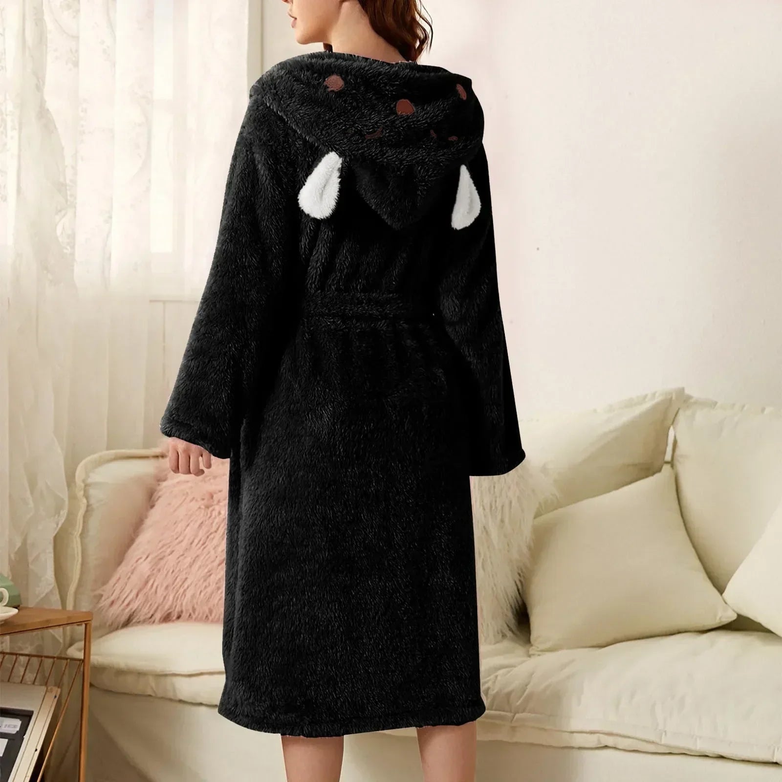 Cuddly flannel bathrobe with bunny ears | Warm & easy-care