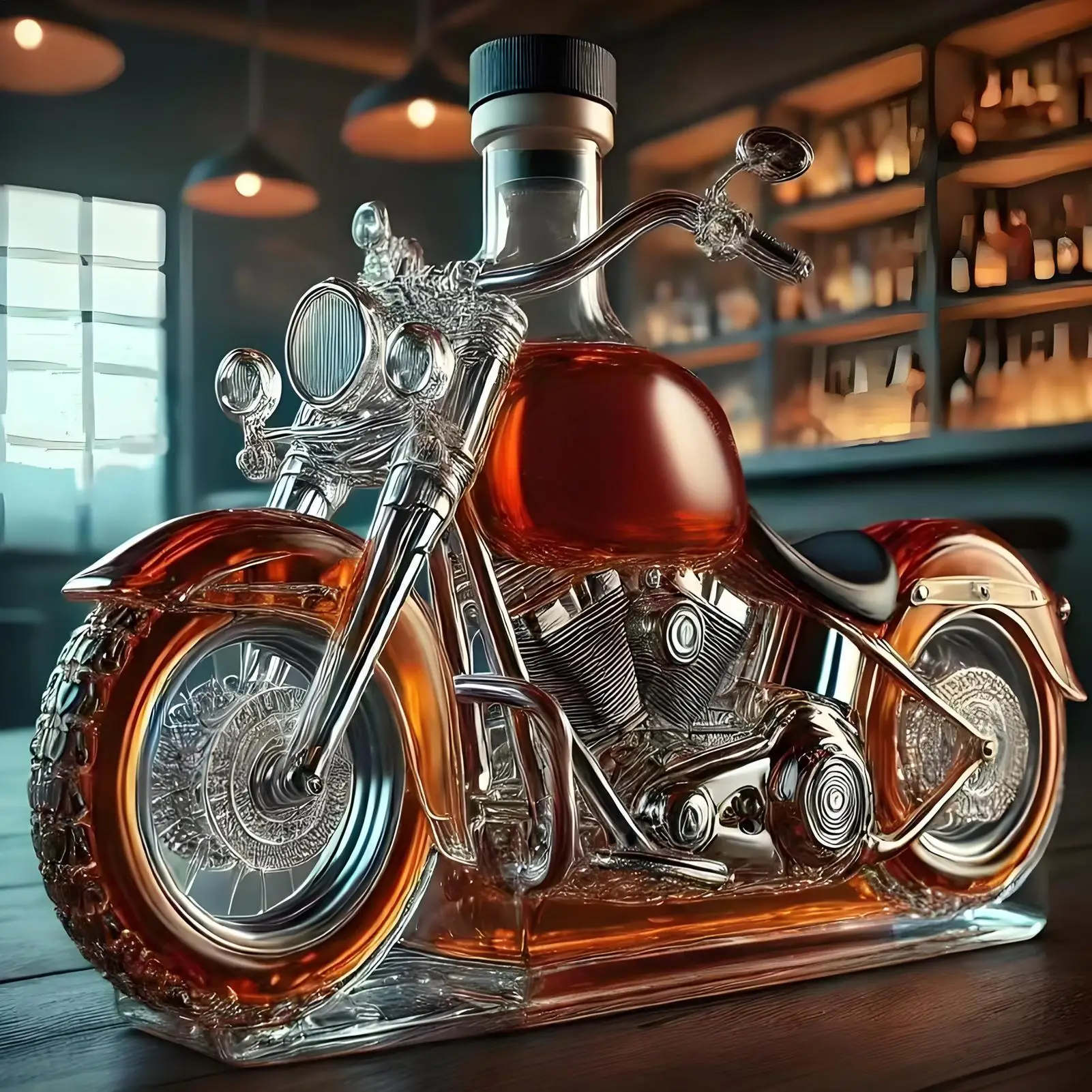 Motorrad-Design Whiskeykaraffe für stilvolle Heimbars