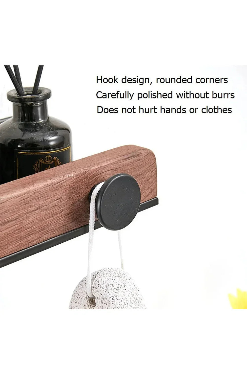 Elegante Holz-Wandregal mit Handtuchhalter