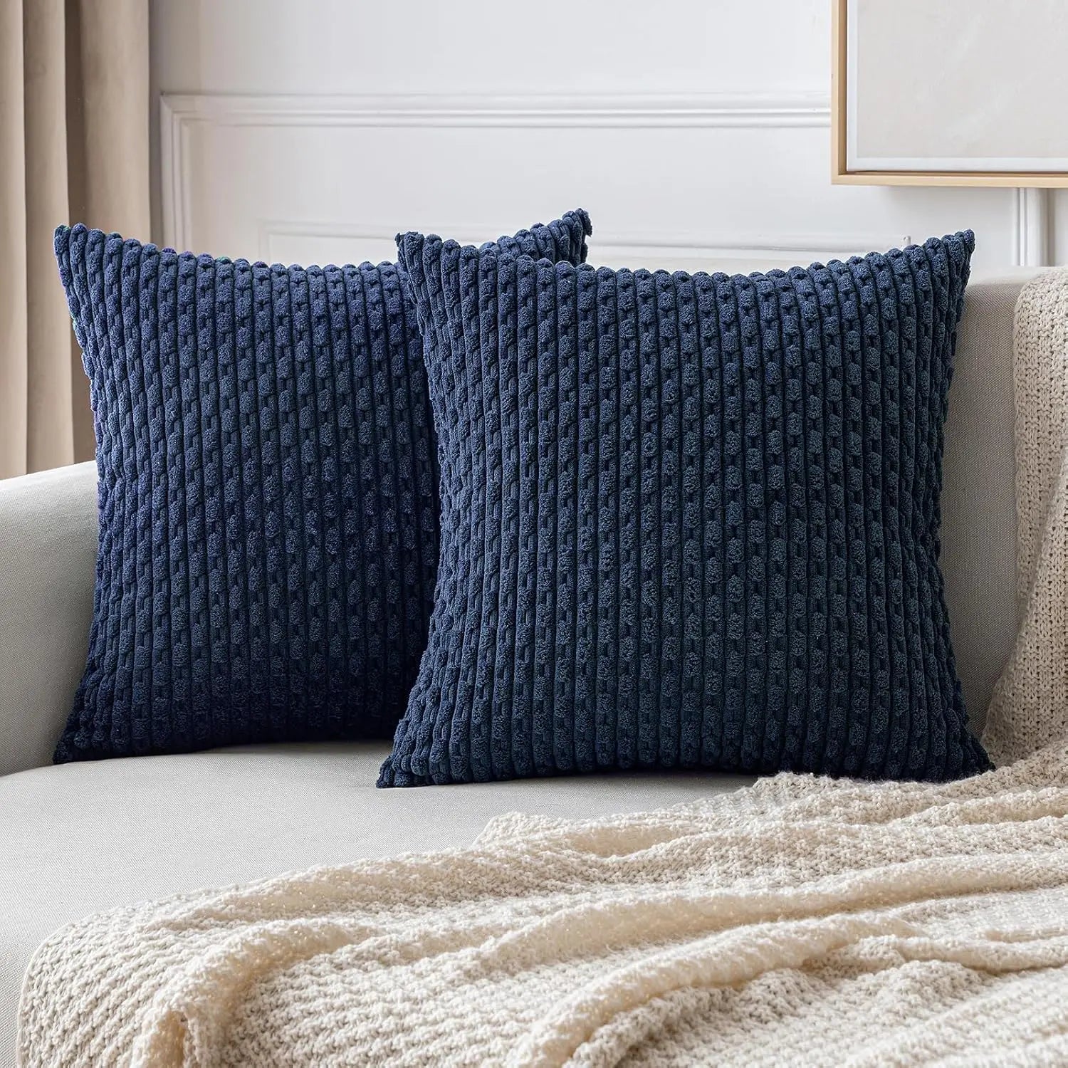 Boho Ripp-Cord-Kissenbezug – Stilvolle gestreifte Dekokissenhülle für Sofa oder Bett