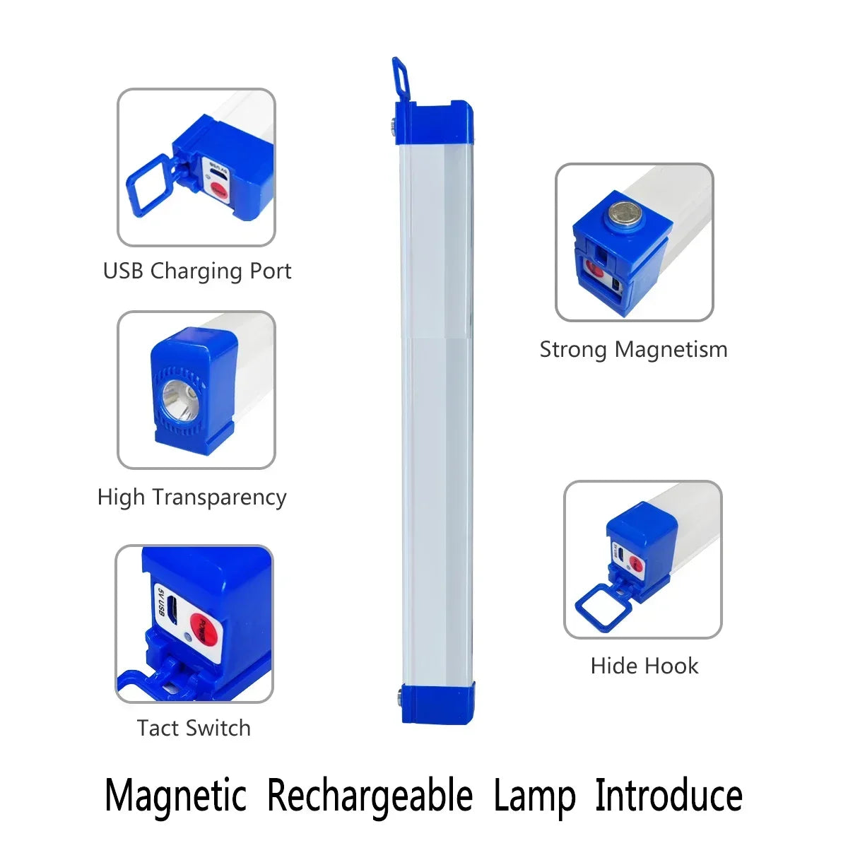Wiederaufladbare LED-Röhrenlampe mit Magnetbefestigung