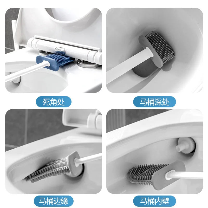 Hygienische Silikon-Toilettenbürste mit Wandhalterung