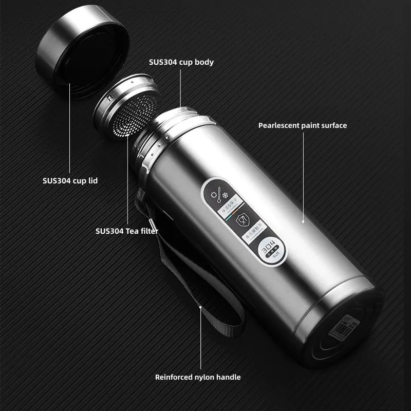 Intelligente Thermosflasche mit LED-Temperaturanzeige (800ml–1L)