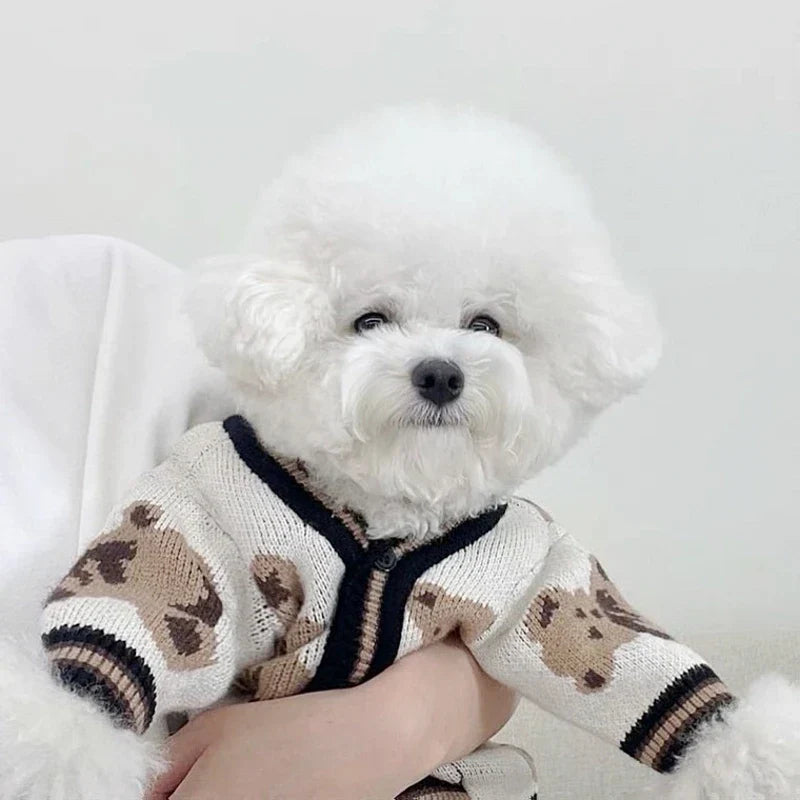 Gestreifter Strickpullover für Hunde – warmes Cardigan