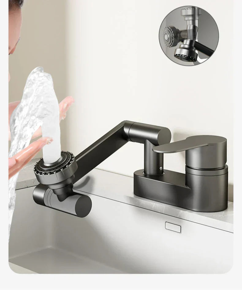 Duo-Flex Waschbeckenmischer mit 360° drehbar – Zwei-Loch-Armatur für Warm- und Kaltwasser