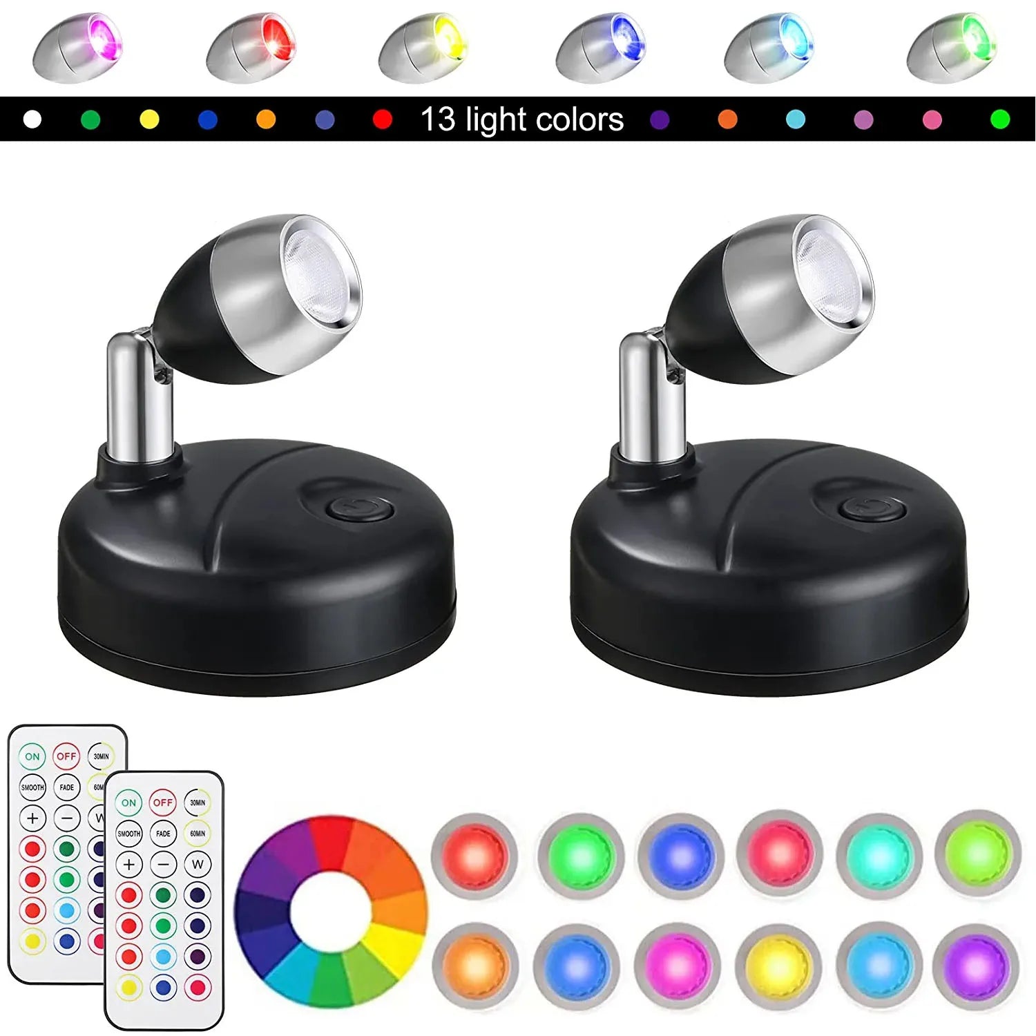 SmartLight Duo | 2er-Set kabellose LED-Leuchten mit Fernbedienung | RGB-Farbwechsel & Timer | Flexibel für kreative Akzente