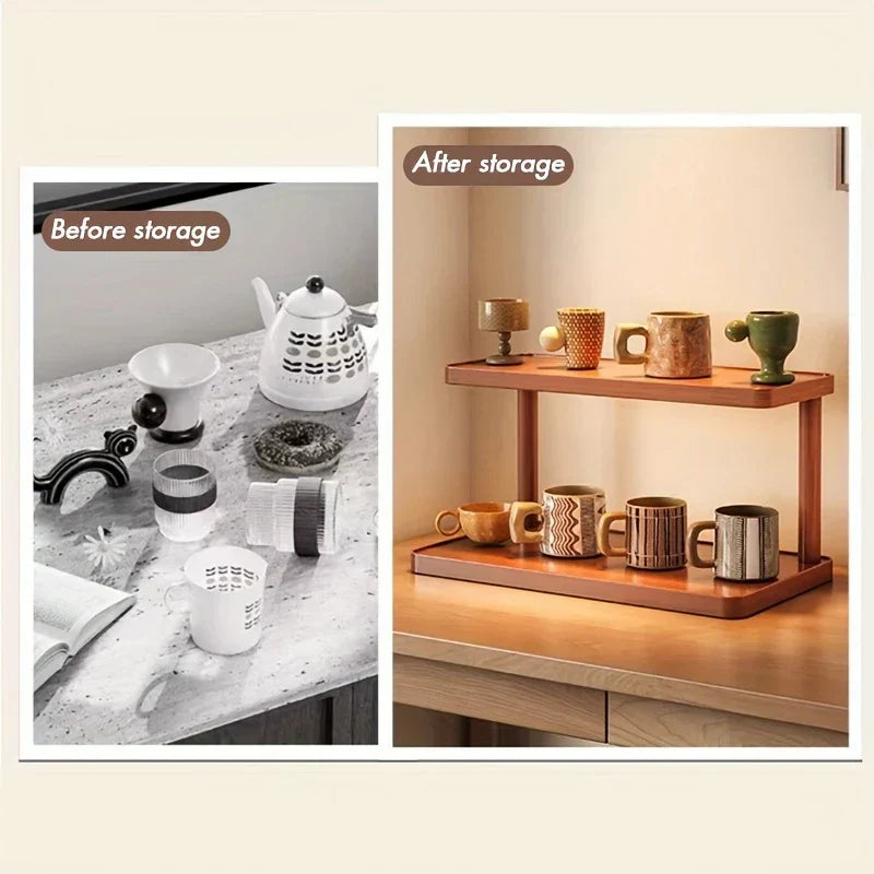 Zwei-stufiges Holzregal von BambuCasa Voltyx