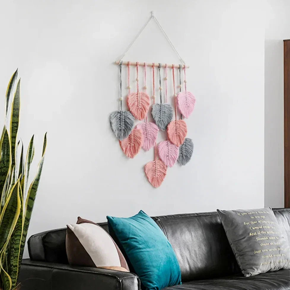 Makramee Wandbehang aus Blattdesign