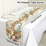 Festive Table Runner for Easter | Charming Bunny and Flower Patterns